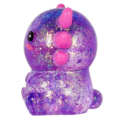 Djyxoglyn Axolotl Squishy Stress Relief Toy – Glitter Fidget Toy Cute Squeeze Toy for Kids & Adults, Sensory Anxiety Relief Squishy Toy, Party Favor Desk Fidget (Purple Sitting Style) thumbnail 9