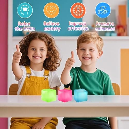 3Pcs Stress Cube Squishy Toys, Slow Rising Ice Cube Stress Balls, Sensory Fidget Toys for Anxiety Relief, Sensory Ice Cube Gel Filled Squishy Ball Toys for ADD/ADHD Kids Adults(Blue, Green, Pink) thumbnail 7