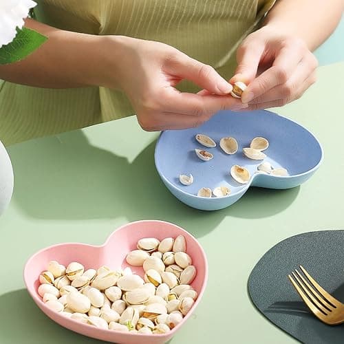 5 Pack 6 Inch Heart Shape Mini Dipping Sauces Bowls, Unbreakable Wheat Straw Small Snack Dessert Dishes, Salad Plates for Sushi Side Dish Fruit Appetizer Cake, Pink thumbnail 4