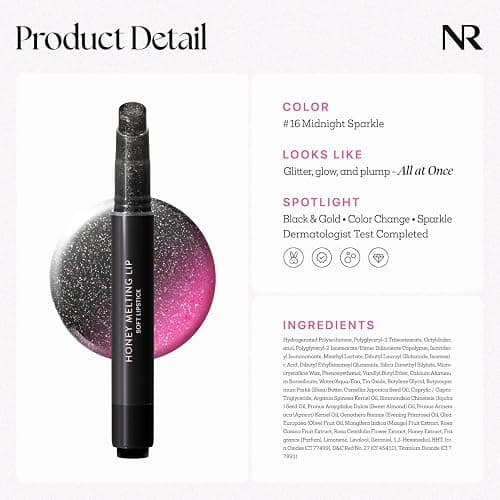 Nature Republic HONEY MELTING LIP GLITTER & PLUMPING (16 MIDNIGHT SPARKLE) SOFT LIP STICK Moisturizing Gloss, Volumizing formula, Color changing Sheer tint, Shine Glimmer Finish, Stocking Stuffers thumbnail 7