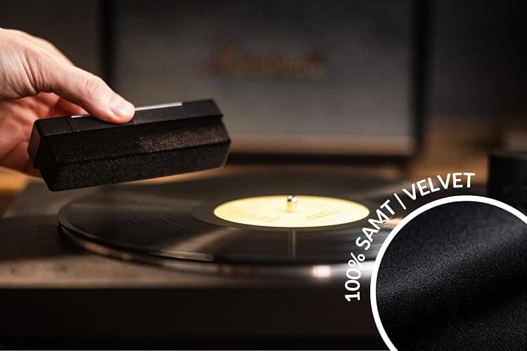 Schallplatten Reinigung | Schallplattenbürste Antistatisch aus Samt | Vinyl Cleaning Kit | Plattenbürste in Schwarz | Schallplattenreiniger | Schallplatten Bürste | Vinyl Bürste thumbnail 5