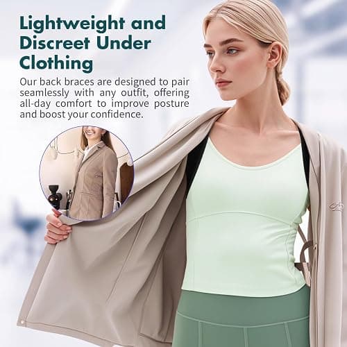 GROKIE Posture Corrector for Women and Men – Adjustable Back Brace for Posture Support,Comfortable and Breathable Back Straightener for Pain Relief (Medium/Large) thumbnail 3