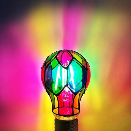 Aygrochy Dimmable Stained Glass Light Bulb LED Bulbs,3.5W E26 Base,A19 LED Colored Light Bulb,for Christmas Decoration,Party,Home Lighting,Garden,Balcony,2 Pack thumbnail 5