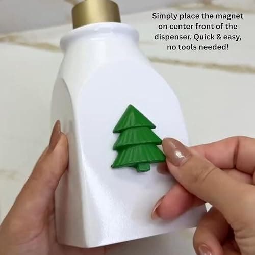 SKL Home Seasonal Soap/Lotion Dispenser Gift Set with 7 Interchangeable Magnetic Holiday Attachments, Refillable for Bathroom & Kitchen, Silver thumbnail 4