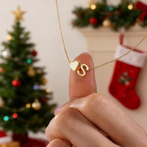 Turandoss Christmas Gifts for Grandkids - Dainty 18K Gold Plated Tiny Heart Initial A-Z Letter Pendant Necklace Stocking Stuffers for Teen Girls Jewelry thumbnail 3