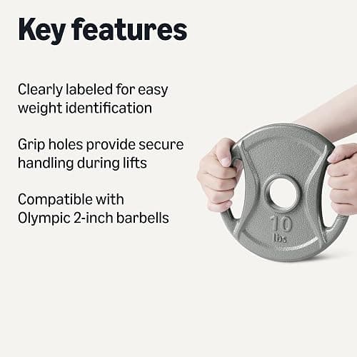 Amazon Basics 2-Inch Olympic Grip Weight Plates, Cast Iron, for Powerlifting, CrossFit & Strength Training thumbnail 2