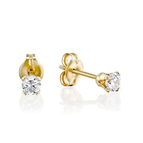 Tooliks CZ Diamond Stud Earrings - Gold Filled or Sterling Silver, Minimalist Everyday Studs 3-6mm - Image 1