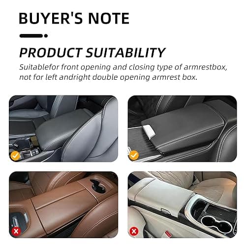 AuraSettle Waterproof Leather Car Center Console Pad with 2 Storage Bags, Auto Armrest Box Cover Protector, Comfortable Interior Accessories for Most Household Cars, Sedans & SUV (Black Red Stitch) thumbnail 7