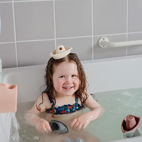 Mushie Bath Toy 5 Floating Boats for Baby and Children | Made of BPA-free PP plastic for Bathtub Bathing fun | Made in Denmark (Petal) thumbnail 8