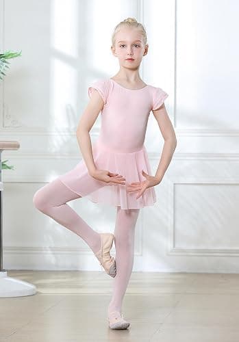 DIPUG Ballet Leotards for Girls Ballet Leotard with Skirt Toddler Dance Leotards Flutter Sleeve and Criss-Cross Back thumbnail 5