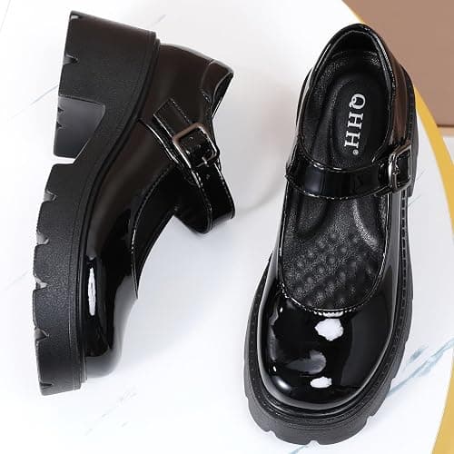 QHH Mary Jane Shoes Women Platform Mary Janes for Women Round Toe Chunky Heels Women's Pumps Fashion Classic Comfortable Dressy Business Casual Shoes Dress Shoes thumbnail 3