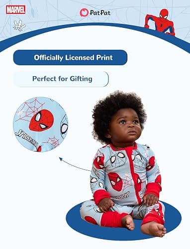 Disney Princess Stitch Marvel Baby Viscose Made from Bamboo Long Sleeve Footie Romper Zipper Sleep Outfit Newborn to Infant thumbnail 5