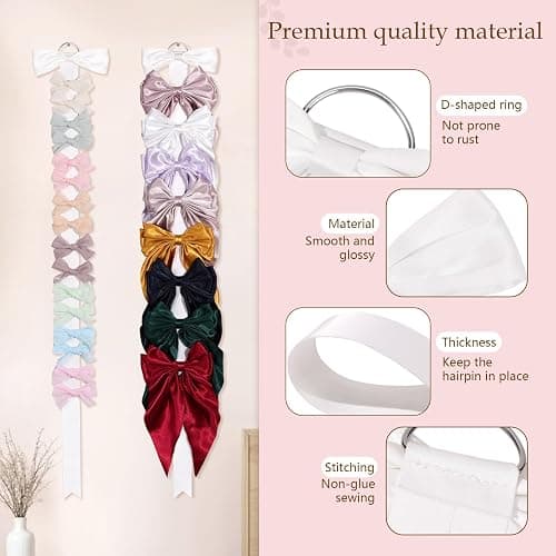 3 PCS Bow Holder for Girls Hair Bows, Ribbon Hair Clip Oraganizer Hair Barrettes Storage for Women,Wall Hanging Alligator Clip Hair Accessories Organizer Bedroom College Dorm Decor (White) thumbnail 5