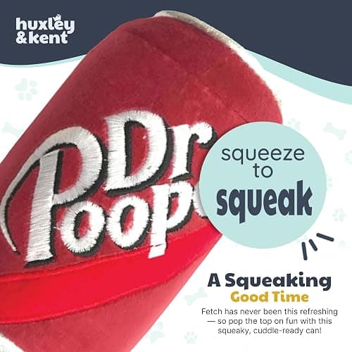 Huxley & Kent Funny Dog Toy w/Squeaker – Power Plush Squeaky Dog Toys for Small, Medium & Large Dogs – Soft Stuffed Animal for Indoor Play & Fetch - Dr Pooper, Small thumbnail 7