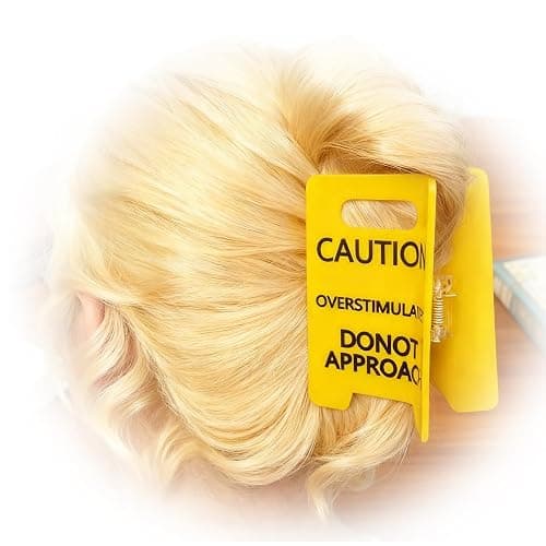 Overstimulated Caution Sign Hair Claw Clip,Yellow Caution Hair Clip,Do Not Approach Sign Hair Claws Hair Clips,Funny Gag Gift for Women and Coworkers thumbnail 3