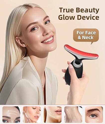 ELISHINE Red-Light-Therapy-for-Face and Neck, 7 Color Light Based Facial Massager, Portable Skin Care Tool (Black) thumbnail 4