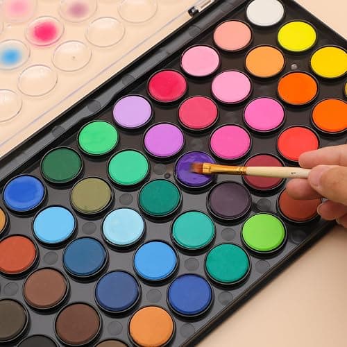 Artecho 48 Colors Watercolor Cake Set with 3 Brushes, Washable, Travel Design, Perfect for Card Making, Illustrations, Painting, Calligraphy thumbnail 2
