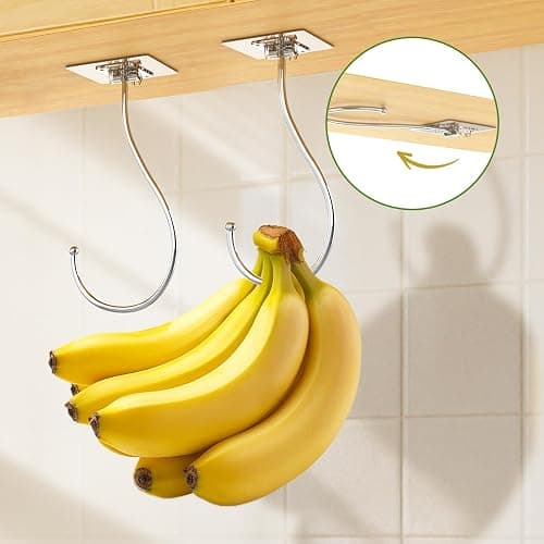 Banana Hook for Hanging Heavy-Duty 15Ib(Max) 2 Pack, Folding Banana Hanger Under Cabinet, Banana Holder Self Adhesive Traceless Clear for Keep Fresh & Kitchen Space Saving（16cm） thumbnail 8