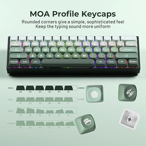 XVX Matcha Wagashi PBT Keycaps-MOA Keycap, Custom Keyboard Keycaps 60 65 75 100 Percent, 5 Side Dye Sublimation Keycap, 132 Keys Key caps Set for Cherry Gateron MX Switches Keyboards, Gradient Green thumbnail 5
