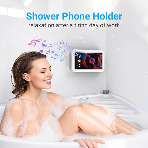 Coolpow Shower Phone Holder Waterproof Phone Holder for Shower Wall Waterproof【Anti-Fog】480°Adjustable Retractable Bathroom Phone Holder Mount Stand Water Proof Shower Case for iphone 4-7" Cellphones thumbnail 9