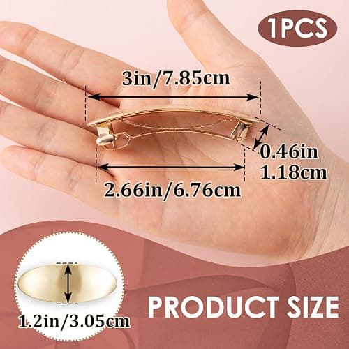 OIIKI 3 Inch Oval Barrette Hair Clip, French Style Hair Barrette for Women, Large Metal Vintage Hair Accessory for Thick Thin Long Hair, Formal Hair Pin for Wedding Birthday - Gold thumbnail 2