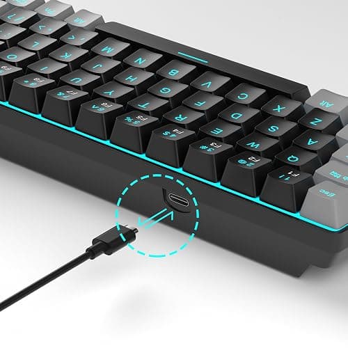 MageGee Portable 60% Mechanical Gaming Keyboard, MK-Box LED Backlit Compact 68 Keys Mini Wired Office Keyboard with Red Switch for Windows Laptop PC Mac - Black/Grey thumbnail 7