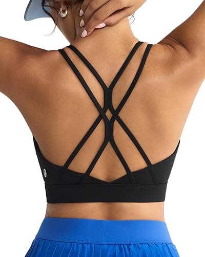 RUNNING GIRL Sports Bras for Women,Strappy Crisscross Back Padded Low Impact Running Sports Bra with Removable Cups - Image 1