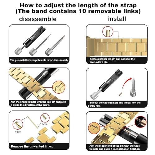 Tasikar Thin Metal Band Compatible with Apple Watch Band 49mm 46mm 45mm 44mm 42mm Women Stainless Steel Replacement Strap Compatible with iWatch Ultra SE Series 10 9 8 7 6 5 4 3 2 1, Gold thumbnail 5