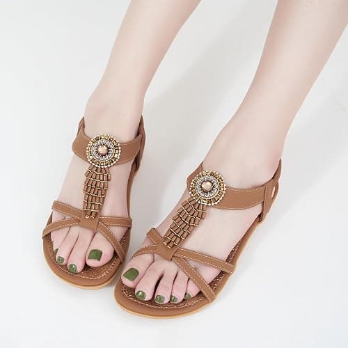 Alicegana Women's Flat Sandals Dressy Summer Comfortable Bohemian Walking Beach Travel Shoes thumbnail 6