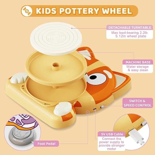 Pottery Wheel for Kids, Complete Pottery Kit for Beginners, Arts and Crafts for Kids Ages 8-12, with Air Dry Clay Painting Kit Sculpting Tools, Birthday Gift for Boys Girls 6 7 8 9 10 11 12 (Dog) thumbnail 5
