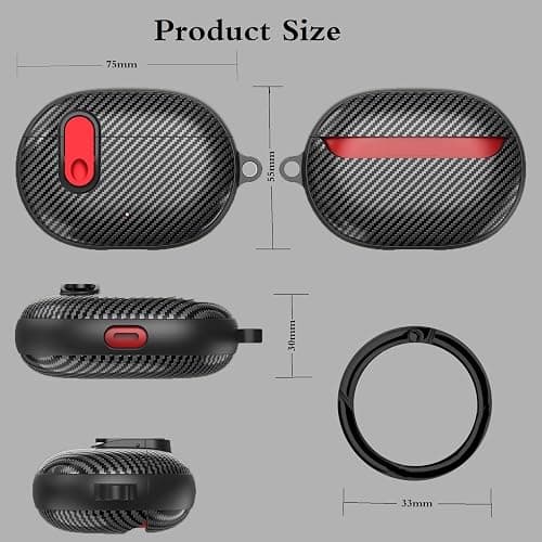 Beats Studio Buds/Studio Buds Plus Case Cover 2021/2023 Men Lock Clip with Clean Kit, GARTOO Protective Case and Cleaning Pen Compatible with Beat Studio Bud Plus for Women Girls Kids Black Red thumbnail 4