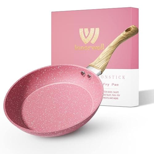 Innwewell Non Stick Frying Pan - Pink Non Stick Skillet Frying Pans, Safe&No Toxic Egg Omelette Frying Pan, 8 Inch Small Nonstick Cookware Cooking Pan, Induction Compatible, PFOA Free - Image 1