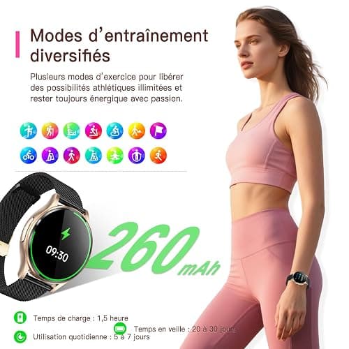 Lgnitek 2026 Montre Connectée Femme avec ECG+HRV/IMC, 1,43" AMOLED Smartwatch avec Fonction Féminine, 24H Τе𝐧ѕіо𝐧 Αrтérіеllе/Fréquence Cardiaque/SpO2/Sommeil Monitor, IP68 Étanche pour Android iOS thumbnail 6