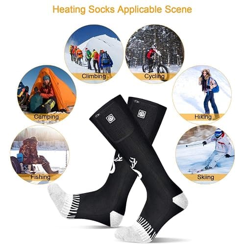SNOW DEER Upgraded Rechargeable Electric Heated Socks,7.4V 2200mAh Battery Powered Cold Weather Heat Socks for Men Women,Outdoor Riding Camping Hiking Motorcycle Skiing Warm Winter Socks thumbnail 9