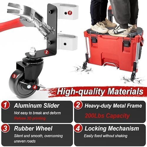 Upgraded 360° Dual Front Wheels, Packout Wheels Compatible with Mil.Waukee Packout Rolling Toolboxes, Packout Toolbox Accessories, 200 Lbs Capacity thumbnail 5