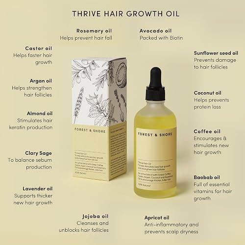 Forest & Shore Hair Growth Oil, 100% Natural, with Caffeine, Biotin, Castor , Argan & Rosemary, Effective Serum for Damaged Hair thumbnail 6