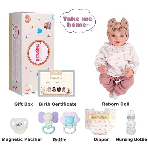 BABESIDE Reborn Babies Doll 17-Inch Sunny Realistic Lifelike Newborn with Softness Cloth Body Real Life Girls Open Eyes,White thumbnail 7