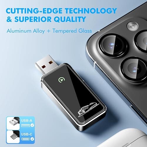 Wireless CarPlay Adapter for Apple iPhone - Converts Factory Wired CarPlay to Wireless, Quick Setup & Auto-Connect Every Drive, CarPlay Dongle for Cars from 2015+ & iOS10+ (Metallic Brushed Blue) thumbnail 2
