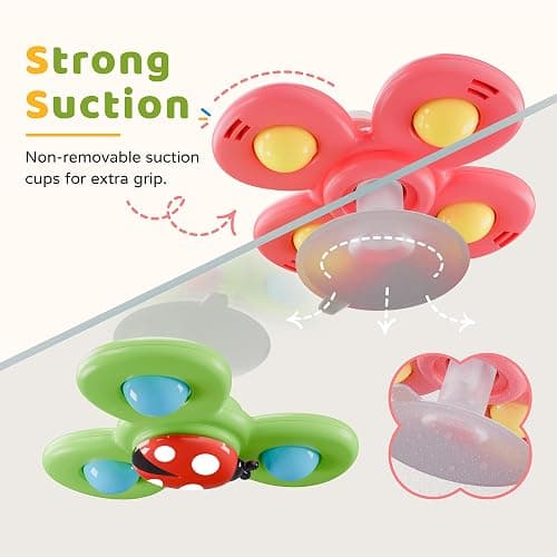LiKee Strong Suction Cup Fidget Rotating Sensory Bath Toys for Baby Christmas Stocking Stuffers, Airplane Car Travel Table & Window Toys for Toddler Boys and Girls, 10+ Months thumbnail 2