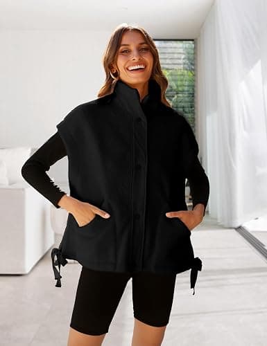 TAQCUX Sherpa Jacket for Women Casual Fleece Vest Oversized Sleeveless Outwear Warm Button Down Gilet with Pockets thumbnail 2