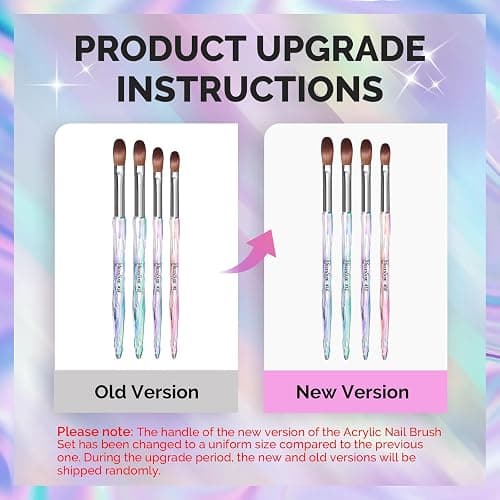 MelodySusie 4Pcs Acrylic Nail Brush Set, Size 8/10/12/14/ Professional Nail Brushes for Acrylic Application Acrylic Powder Nail Extension and 3D Nail Carving for DIY Home Salon Nail Art Manicure Tool thumbnail 7