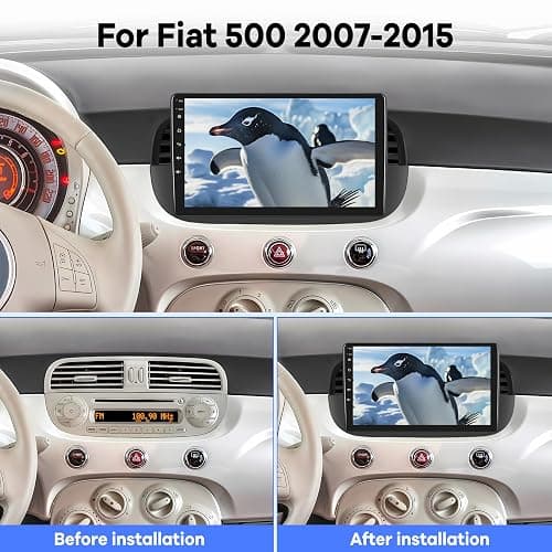 [2G+64G] Radio for Fiat 500 2007-2015, Android Fiat 500 Car Stereo with 9 inch Touch Screen, Wireless Carplay/Android Auto/1080P/Bluetooth/WiFi +AHD Backup Camera thumbnail 2