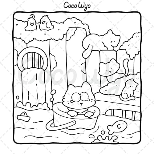 The Little Cat: Cozy Life of Kitty Coloring Book for Adults and Teens (Cozy & Cute Coloring) thumbnail 6