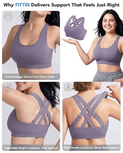 FITTIN Adjustable Sports Bra for Women: Comfort Fit and Support for All Day | Adjustable Crisscross Wide Straps Help You Dial In Your Fit & Support for Yoga Low to Medium Workout for Large Bust Plus Size thumbnail 5