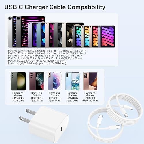 iPhone 17 16 15 Fast Charger 10ft, USB C Charging Block and Long Type C to C Cable Cord, iPad Wall Plug Power Adapter Cube Brick for Apple iPhone 17 Pro Max/17 Air/16 e/16 Pro/15 Plus/15 Mini/Samsung thumbnail 7