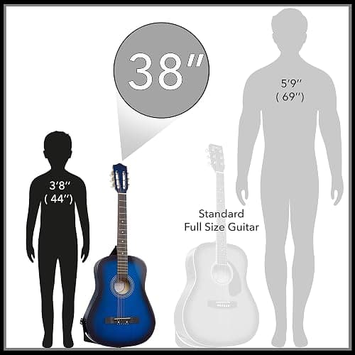 Ashthorpe 38-inch Beginner Acoustic Guitar Package (Blue), Basic Starter Kit w/Gig Bag, Strings, Strap, Tuner, Pitch Pipe, Picks thumbnail 3