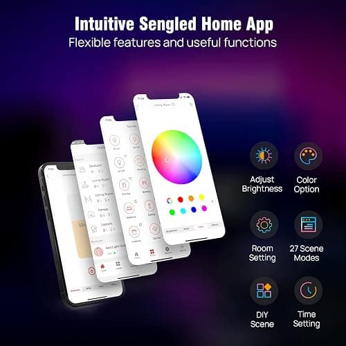 Sengled Smart Zigbee Multicolor Light Strip, 2M (6.56ft) Base Kit, Hub Required, Also Compatible with Alexa & Google Assistant, RGBW, Extendable, High Brightness, 1400Lumens (E1G-G8E) thumbnail 5