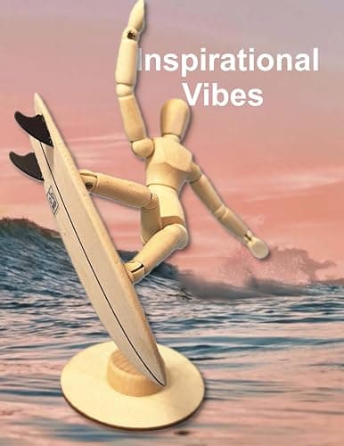 CRAFTED INGENUITY The Stokies Wooden Surf Art Figurine – 5.5” Posable Surfer with 4.5” Twin-Fin Fish Surfboard | Retro Surf Decor, Coastal Home Display, Unique Surfer Gift thumbnail 5