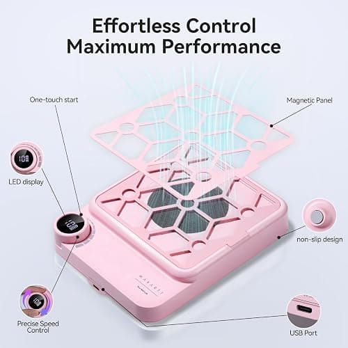 Makartt Compact Rechargeable Nail Dust Collector - 5500RPM Mini Nail Vacuum, Adjustable Speed, Quiet, for Salon & DIY, Includes 10 Filters & Dust Brush, White thumbnail 5