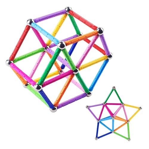 Beicarin 204 Pcs Magnetic Building Sticks Blocks Toys, 2.3" Length Magnet Educational Stacking Toys Set for Kids and Adult, STEM Building Toy 3D Non-Magnetic Balls with Storage Bag thumbnail 4